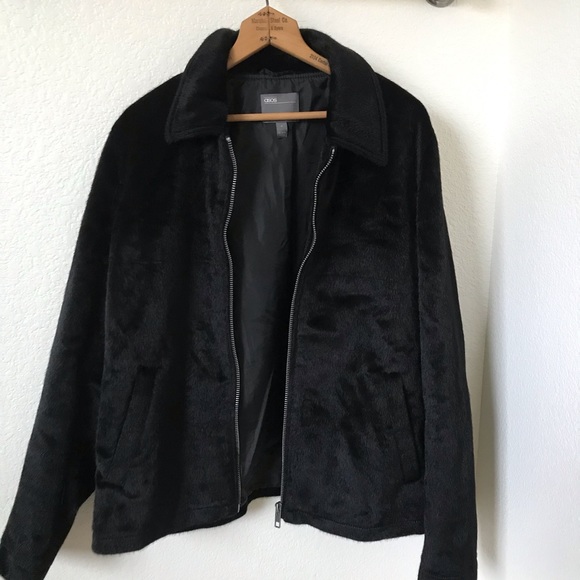 ASOS Faux Fur Black Zip Up Collared Jacket - Picture 6 of 8